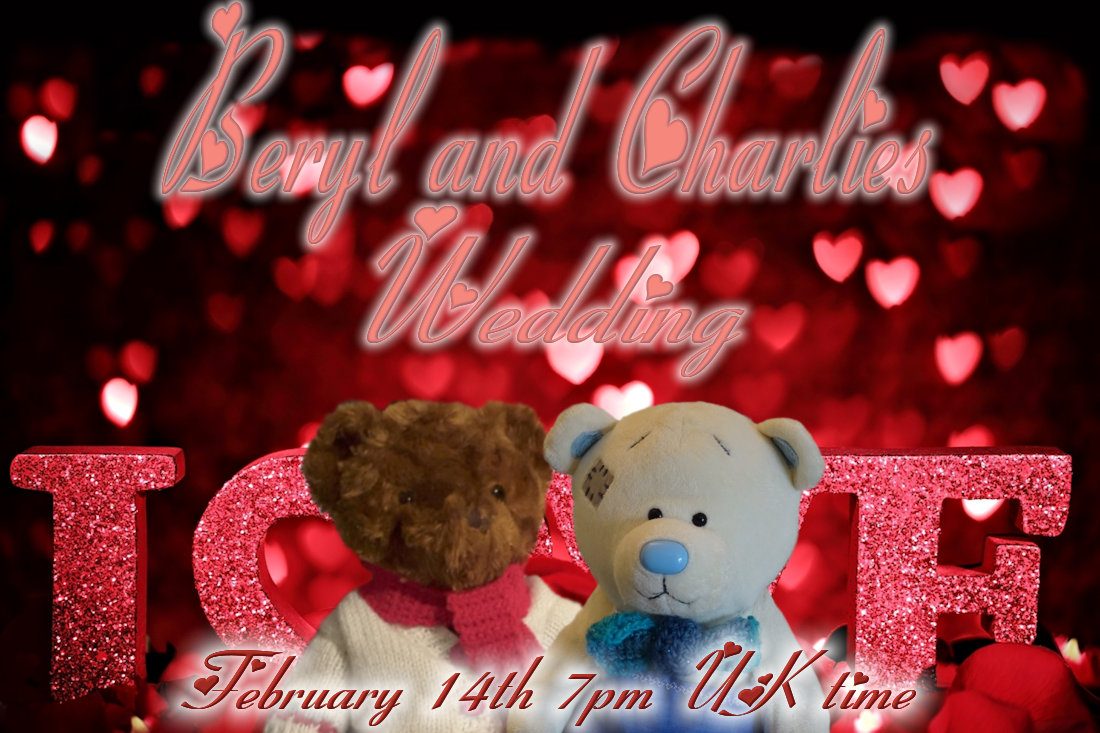 Please join us tonight for Beryl and Charlie's wedding at #FurryTails from 7pm UK time. All furends most welcome.
