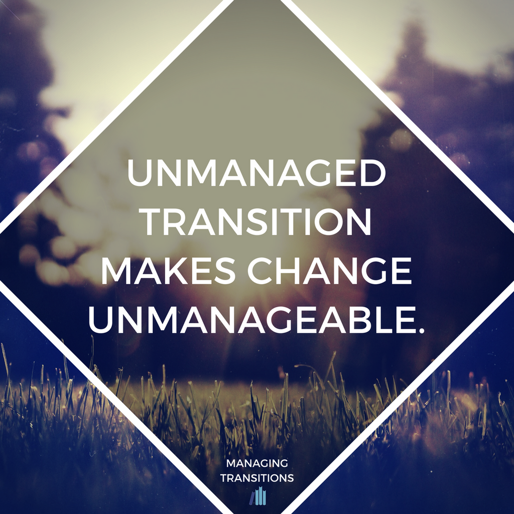 davejfred's tweet photo. Dealing with transition starts with letting go of the old reality you had before the change. Organizations often overlook that process and the feelings of loss it creates. In doing so, they nearly guarantee that the transition will be mismanaged and that the change will go badly. https://t.co/e5ZSDXkCqC