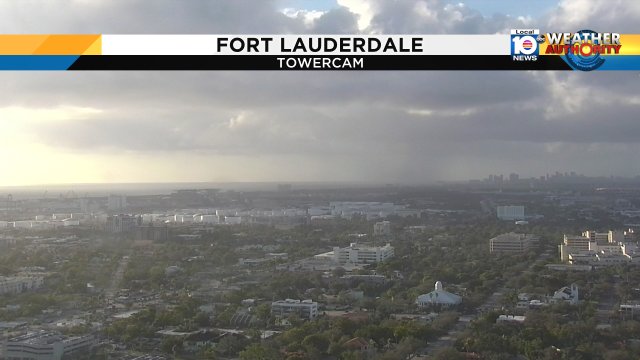 Rain shaft in the distance shows some showers headed towards Hallandale and Hollywood. https://t.co/fNjo97K3kt