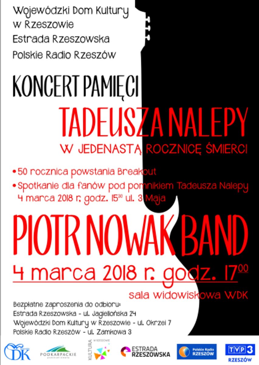 #wdkrzeszow zaprasza #4marca na 'Koncert Pamięci Tadeusza Nalepy w 11. rocznicę śmierci'. Wystąpi #piotrnowakband 😊 #koncert #blues #breakout #Rzeszów #podkarpacie #tadeusznalepa #wdkrzeszow #estradarzeszowska #polskieradiorzeszów #koncertbluesowy #zapraszamy 😊