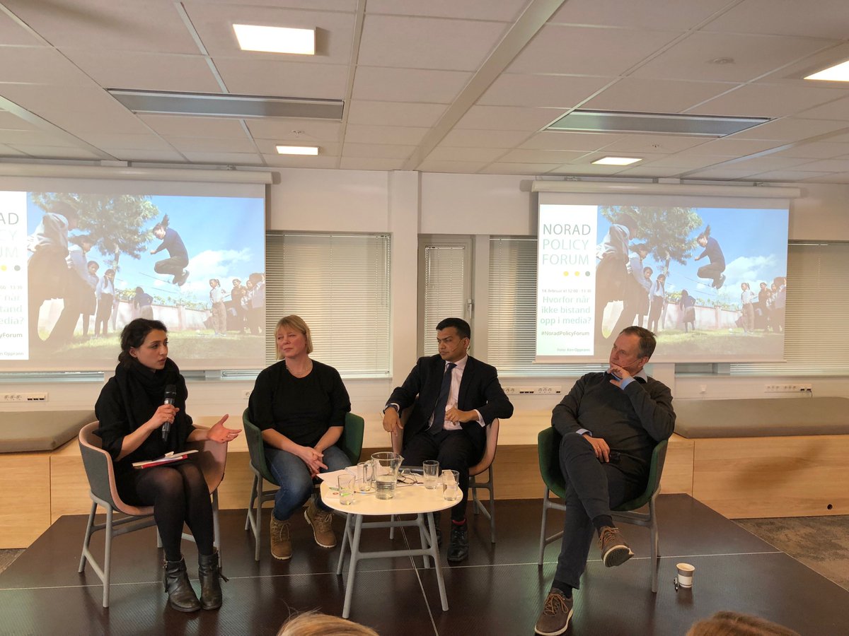 I dag diskuterte #NoradPolicyForum hvorfor bistand ikke når opp i media. Fikk du ikke med deg debatten kan du se den her (fra ca. 39 min). norad.no/aktuelt/arrang…