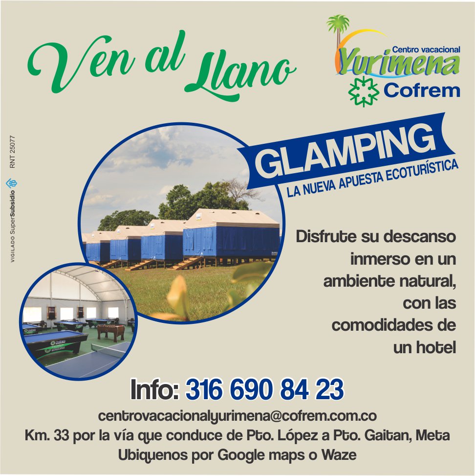 CajaCofrem's tweet photo. #Glamping la nueva apuesta ecoturística en el Centro Vacacional #Yurimena Cofrem ✅Disfrute su descanso inmerso en un ambiente natural, con las comodidades de un hotel ⛺
Info: 316 690 84 23 https://t.co/crhgSMYYfh
