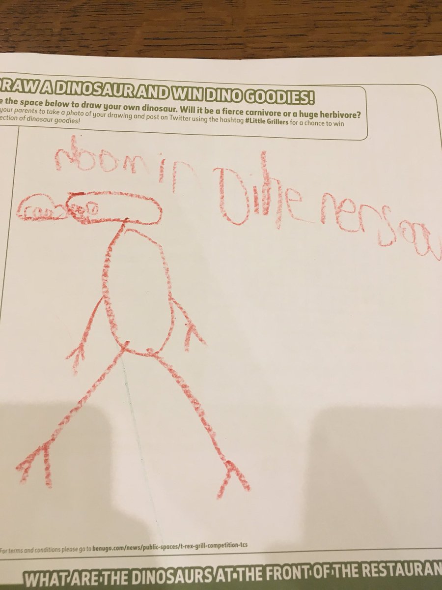 charliicl's tweet photo. Human Dinosaur by J aged 5 #LittleGrillers @NHM_London #TRexGrill #DrawYourOwnDinosaur https://t.co/98AxyR89Ff