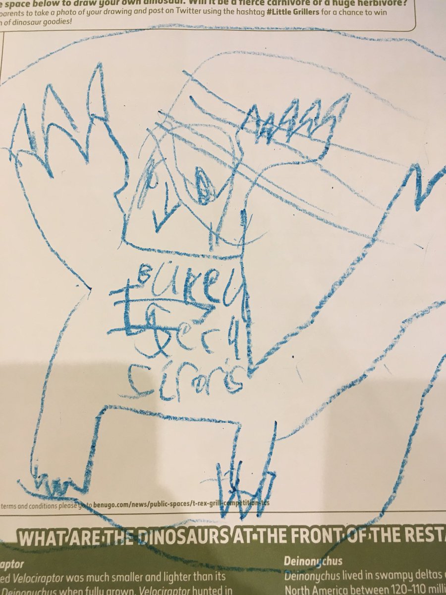 charliicl's tweet photo. Blueosetasaurus by I aged 5. #LittleGrillers @NHM_London #TRexGrill #DrawYourOwnDinosaur https://t.co/PByKINZqKO