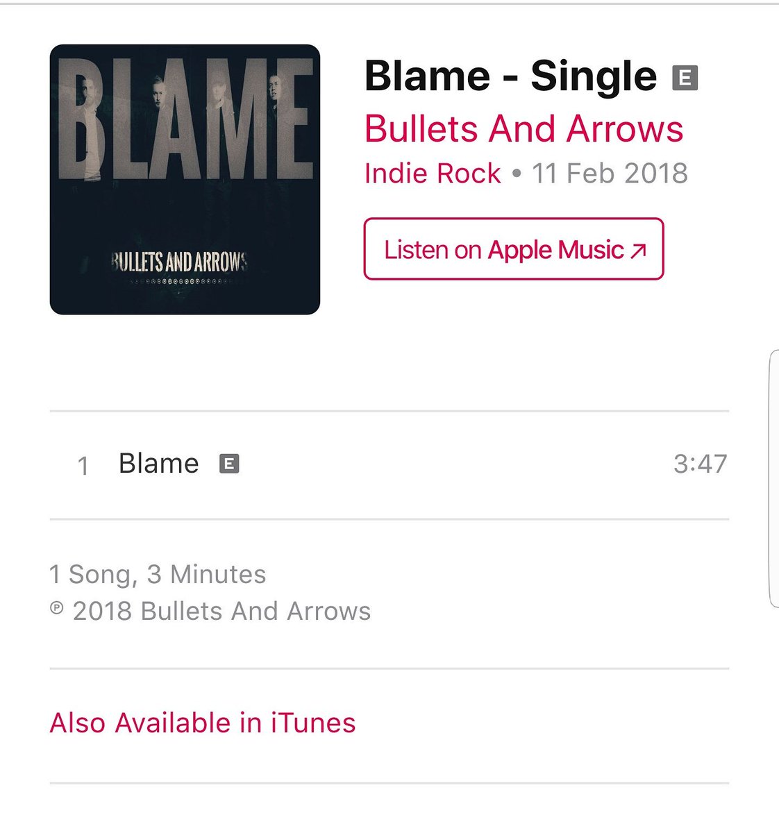 bulletsarrows's tweet photo. #blame is available on @iTunes and @AppleMusic #bulletsandarrows #banda #single #glasgow #indie #rock #alt #newmusic #OutNow #UK https://t.co/VzMn5mnQEk https://t.co/FsZzQafaXS