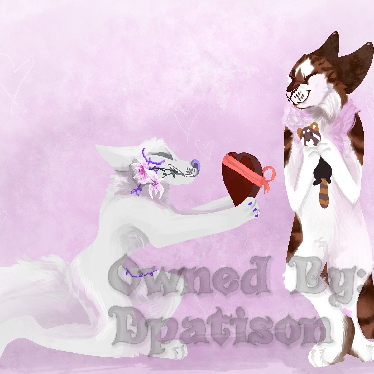 Ponce_Moxx's tweet photo. Happy Valentine's Day!

The original post can be found:

https://t.co/ruBtPFKx6D

Art was made my Tara Itsasecret, Character Ponce (left) is owned by me, and character Mally (right) is owned by Rachel.

#furryart #Anthropomorphic #Kitsune
#Fennecfoxlynx #ValentinesDay #love https://t.co/vfLIYrV3An