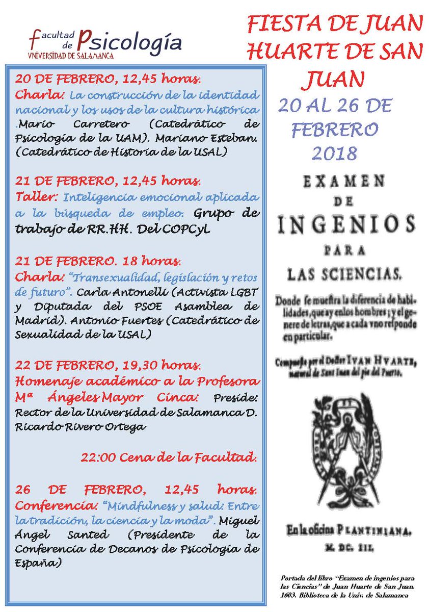 Programa de fiestas de la facultad de Psicología