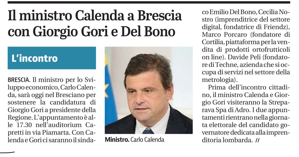<a href="/CarloCalenda/">Carlo Calenda</a> <a href="/giorgio_gori/">Giorgio Gori</a> Il Ministro <a href="/CarloCalenda/">Carlo Calenda</a> a #Brescia
Prima dell’incontro cittadino visita alla @streparavagroup 
<a href="/PStreparava/">Paolo Streparava</a>