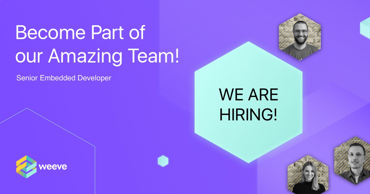 weeveiot's tweet image. Are you a Senior #EmbeddedDeveloper looking to work in the intersection between #Blockchain technology and the #InternetofThings? We are looking for you... hubs.ly/H09-gM10 #Job #Berlin #IoT