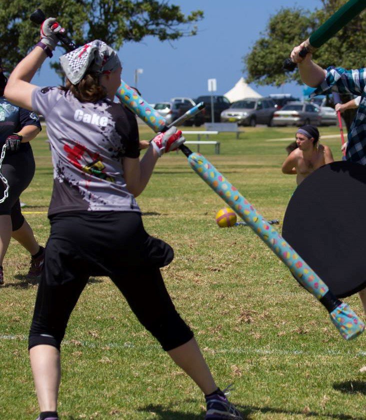 CakeAus's tweet photo. The first #Jugger spar I made for myself. I named her Sally but she quickly became known as #cupcake. #showusyourpompfen #juggerworldwide https://t.co/WImeHcHNbi