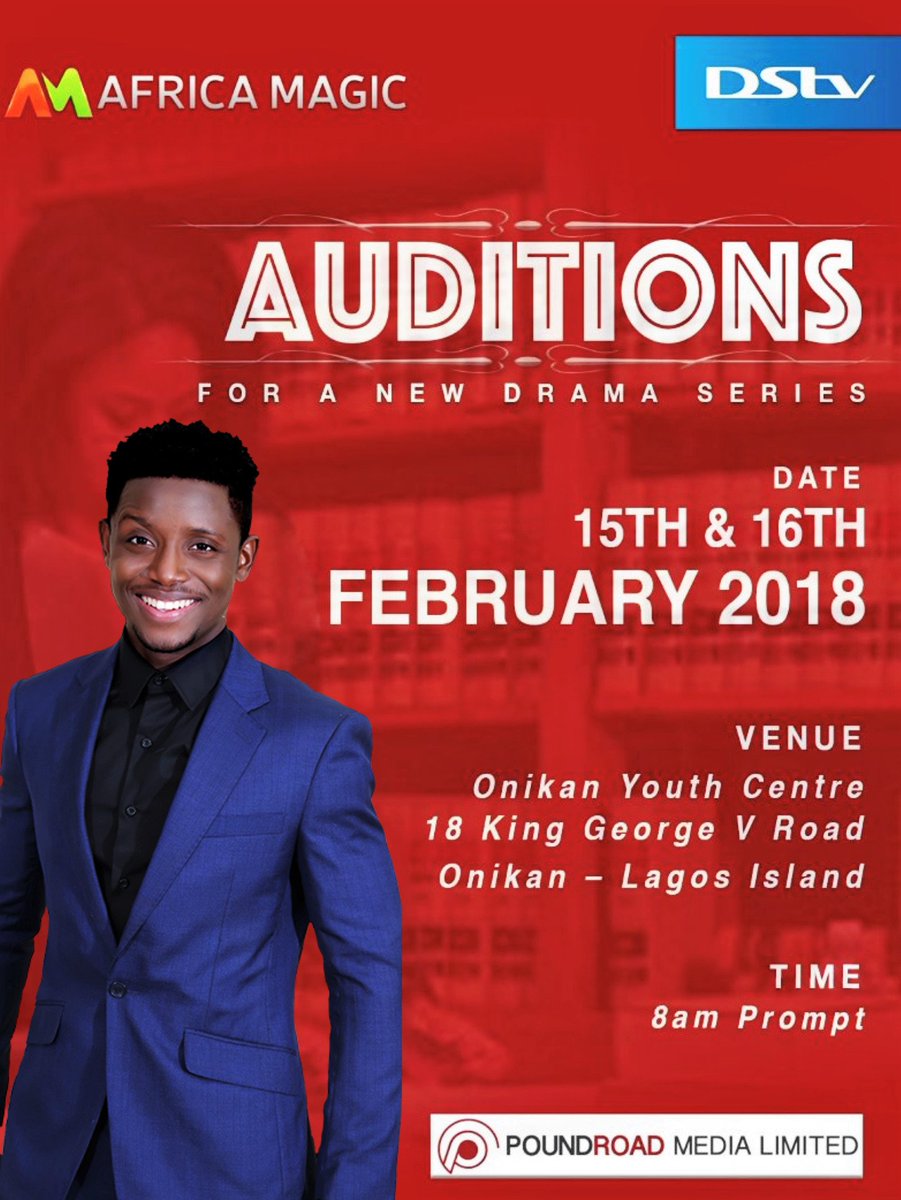 africamagictv's tweet photo. Are any of you aspiring actors coming through to the #AMAuditions for our brand new drama series? We'll be at Onikan Youth Centre tomorrow and Friday (15 &amp; 16 Feb). RT to spread the word &amp; don't forget to bring a 5 x 7 head shot with you! https://t.co/W6Kbz29tE6 https://t.co/MkSzVBYL98