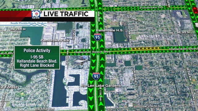 POLICE ACTIVITY: I-95 SB & Hallandale Beach Blvd. A right lane is blocked. #TRAFFIC https://t.co/W57kbaXO92