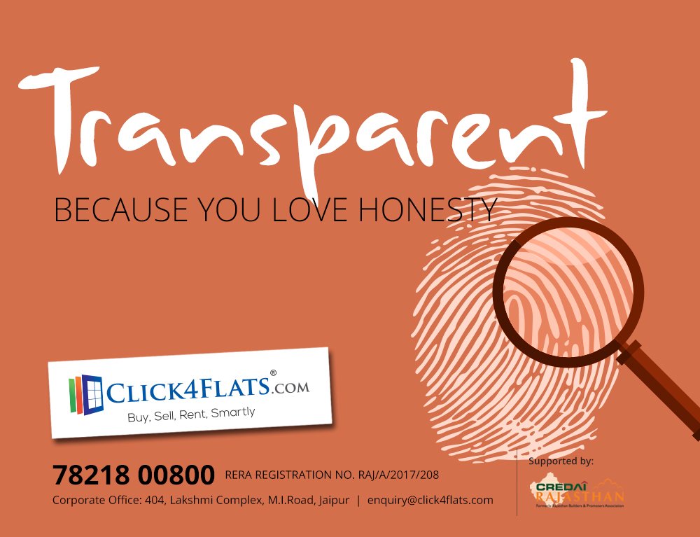 Click4Flats's tweet photo. No Hidden Terms &amp; Conditions.
No Fake Commitments.
At https://t.co/uZlqLQcgbK, We believe in total transparency of property dealing.
#Click4flats #ReraRegisteredAgents #Jaipur #Property #Home #Transparency #honesty https://t.co/eSR89yt8x8