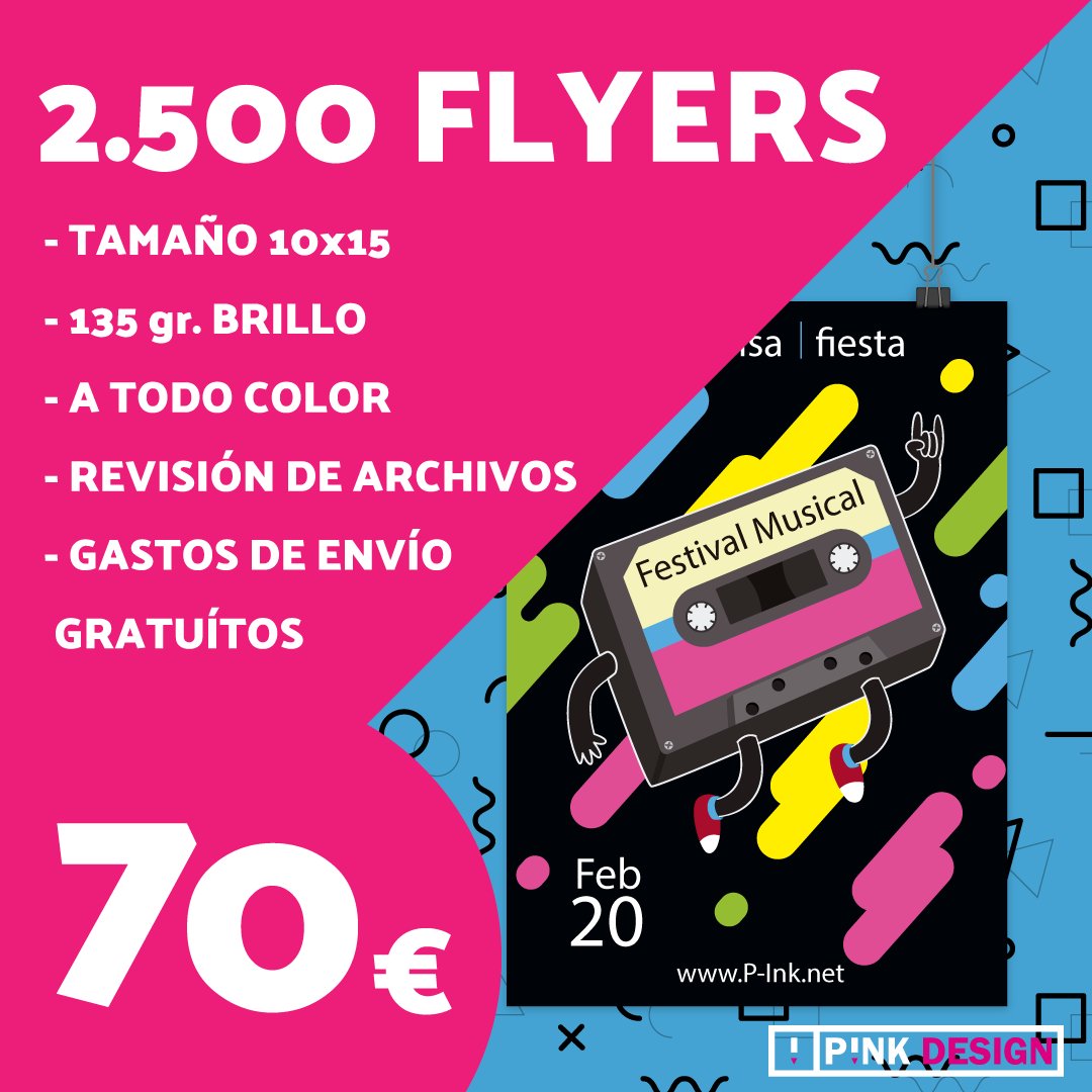 P_InkDesign's tweet photo. Por tiempo limitado... ¡2.500 flyers 70€! Visita https://t.co/N0xBBOAYRQ o escríbenos a info@p-ink.net
#Flyers #Flyer #Imprenta #Folleto #Oferta #Imprenta #Impresión #Print #FlyersBaratos #Offer #Limited #PinkingDifferent #Diseño #Design #DiseñoGrafico #GraphicDesign https://t.co/v7f9mVAzCj