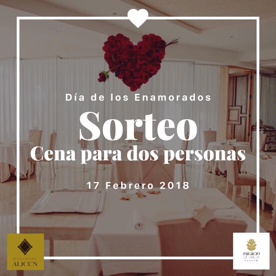 Ha llegado el momento de conocer al ganador del sorteo de la cena de San Valentín en <a href="/Alicun_rest/">Alicún Restaurante</a> del próximo sábado 17 de febrero...
El premio ha recaído en Carmen Expósito Navarrete.

¡FELICIDADES!