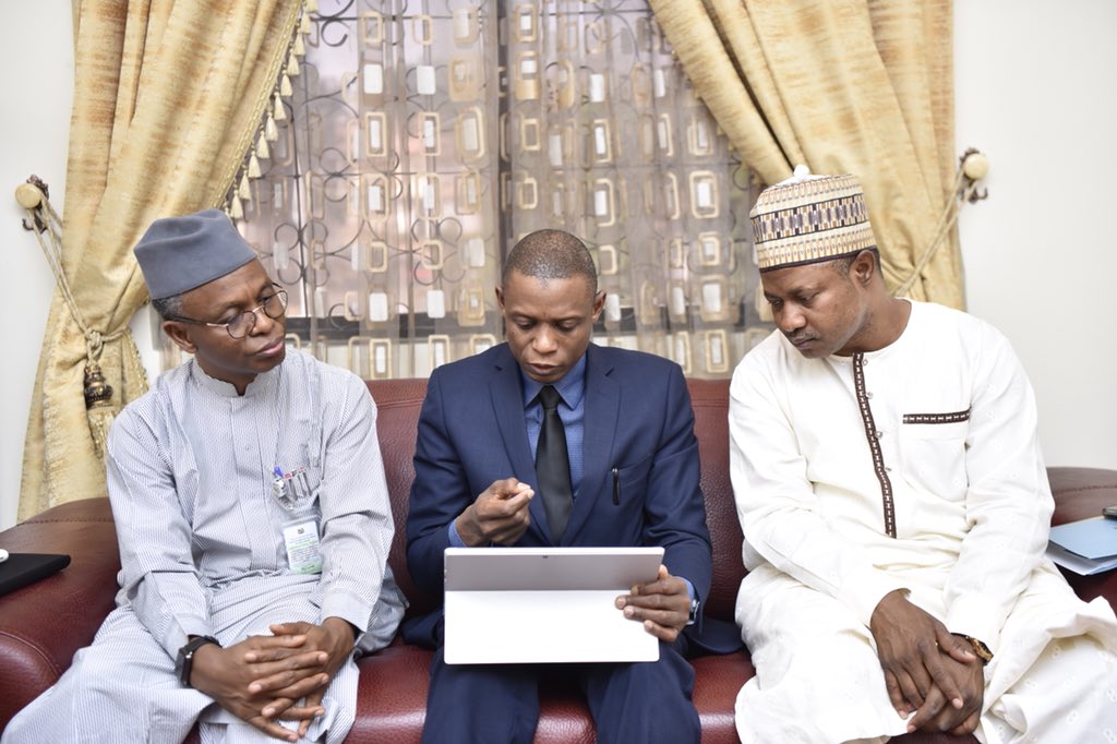 GovKaduna's tweet photo. This morning, Governor @elrufai met with the Director-General of Nigerian Automotive Design and Development Council (NADDC), @jelanialiyu to discuss partnership to create an Automotive Centre in Kaduna and to make Kaduna a testing ground for the planned FG Vehicle Finance Scheme. https://t.co/nixYMmD0RB