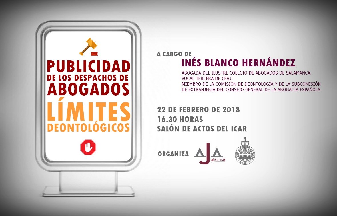Jornada Formativa | "PUBLICIDAD DE LOS DESPACHOS DE ABOGADOS. LÍMITES DEONTOLÓGICOS"

Jueves 22 de febrero en el Salón de actos del <a href="/ICARIOJA/">ICAR</a> 

¡Os esperamos!