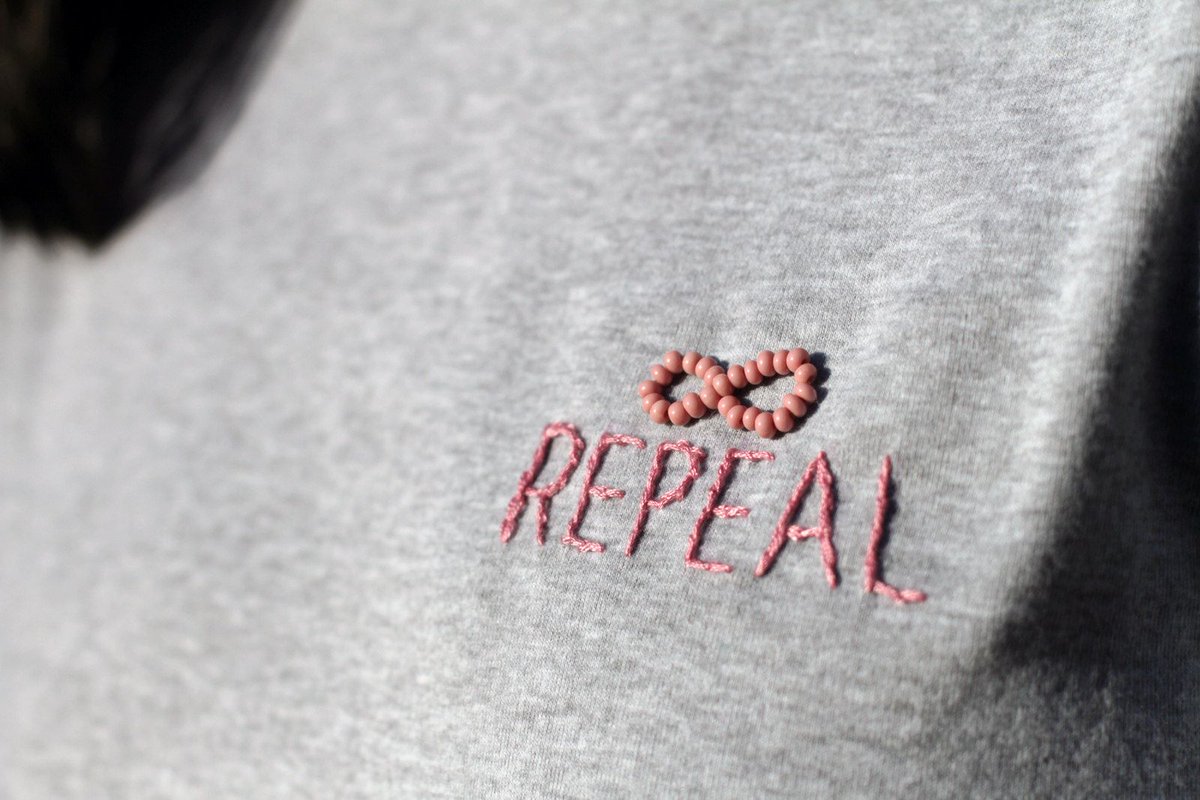 ZoeMahonWong's tweet photo. My limited edition #repealtheeighth tee, hand embellished with embroidery and beading. Be politically active and stylish, in one full swoop. Each sale includes a €8 donation to #repealeight and #freesafelegal and free shipping. https://t.co/XfadQ2gkBp https://t.co/YsrXyFKrVl