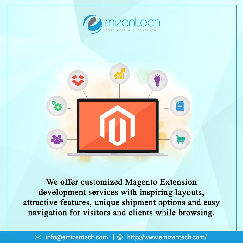 EmizenTech's tweet image. We offer customised #MagentoExtensiondevelopment services with inspiring layouts, attractive features, unique shipment options and easy navigation for visitors and clients while browsing. 
Get the details here : goo.gl/GjfJj7
#Magento  #Magento2 #Magento