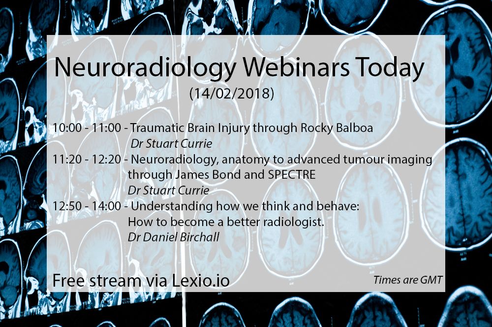 peterjdesouza's tweet photo. Free stream of #neuroradiology talks from the British society of neuroradiology today on Lexio! Register for the next one here : https://t.co/Z7OvJEiXrd https://t.co/6mxaDz4DkU