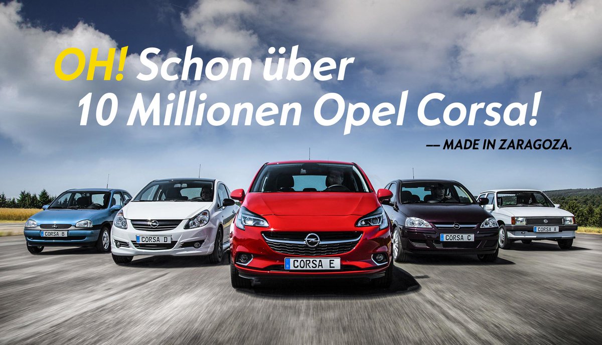 StellantisDE's tweet photo. Neue #Opel #Corsa-Generation wird ab 2019 ausschlieรlich in Saragossa (๐ช๐ธ) hergestellt. Erster rein elektrischer Corsa folgt 2020. Soziale Rahmenvereinbarung sichert dem Werk Saragossa nachhaltig die Zukunft. https://t.co/B8OqRMMM8G #CorsaTime #eMobility https://t.co/hMnpiDOfxy