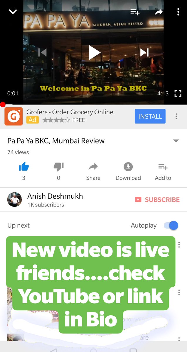 Visited <a href="/papaya_asian/">Pa Pa Ya</a> in #bkc and have made a #vlog on my #YouTube channel.
Have a look -youtu.be/bQ8w2wVGfucand then might be check #PriyaPrakashWarrier
Please  give your honest feedback plz.
#vloggers #vlogger #chef #cheflife #foodvlogger  #foodies #foodbloggers @FoodBloggerAI