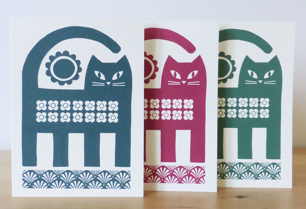 'Nouveau Cat' greeting cards. Hand screen printed on recycled card. In my #etsyshop etsy.com/uk/shop/FranWo… 

#handmadehour
#cat #cats #catlover #catlovers #catart #catprint #catartwork #catcards #catcard #handmadecards #catprints #catgift #catgifts #greetingcardsforsale