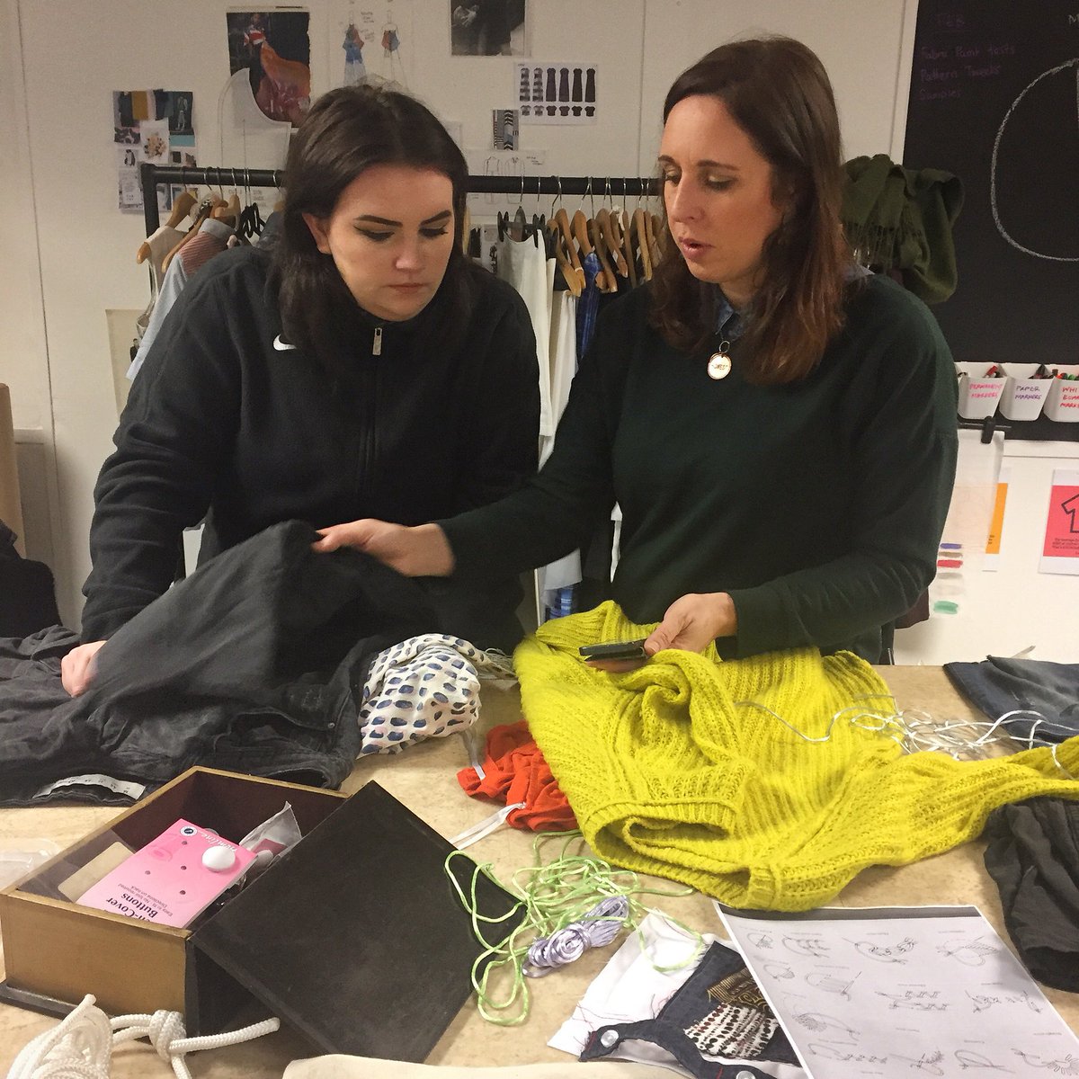 FashStylingCAVC's tweet photo. Today we are at @TSSWales with the wonderful #Sarah&amp;Adam taking part in a #UpCyclingWorkshop for our upcoming @BHFCymru #FashionFestival project YEAR 1 Vs YEAR 2 #FashOff #WhoMadeMyClothes THANKS GUYS https://t.co/pf3b3Q0TVF