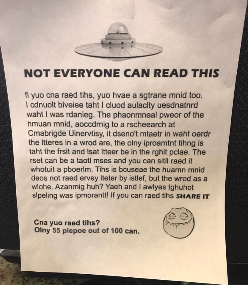 iMatts's tweet photo. Intresting... can you read tihs txet ? #canyoureadthis (source @AStabourlos) https://t.co/ZPgsZcEqUw