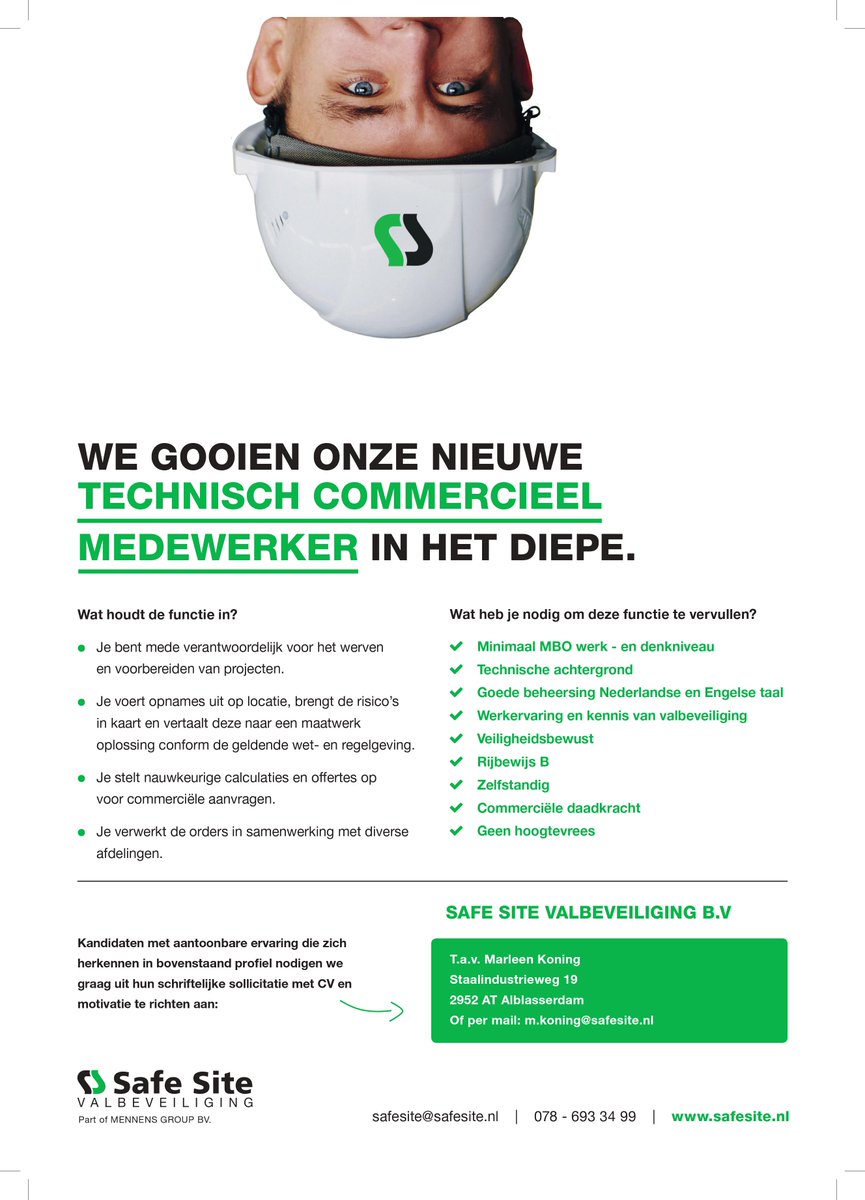 SafeSiteBV's tweet photo. #Vacature: Word jij onze nieuwe Technisch Commercieel #Medewerker? https://t.co/f94414vfIl https://t.co/BKNtxdrTak