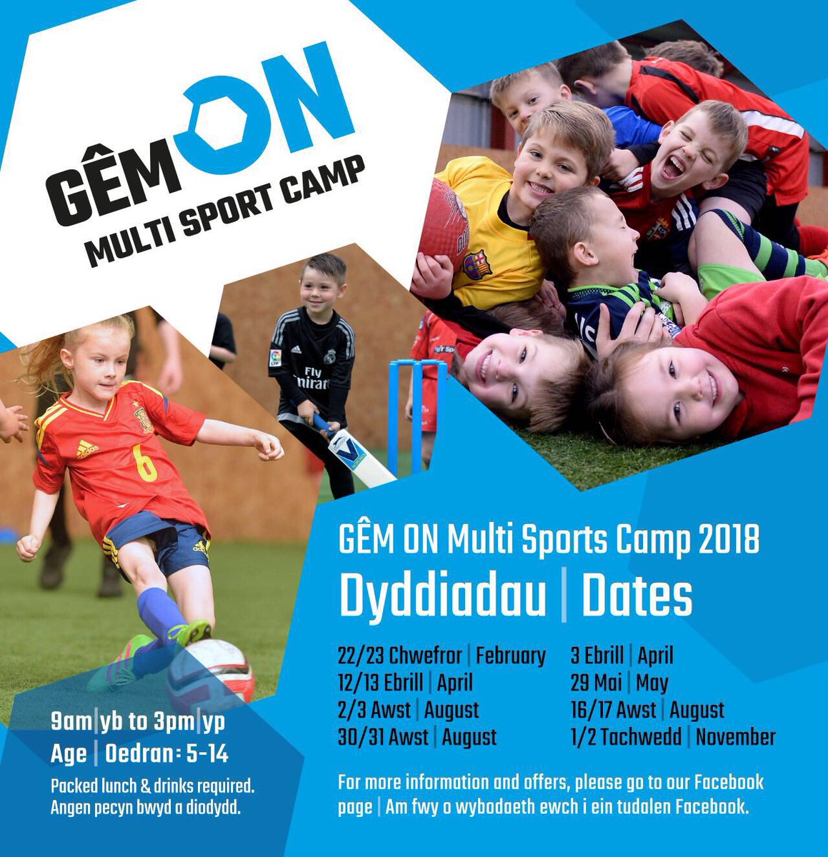 🏀GÊM ON MULTI SPORTS CAMP🎾

22/23 Chwefror

Os oes gennych ddiddordeb mewn mynychu  GÊM ON Multi Sports Camp mis Chwefror, cofrestrwch isod:

docs.google.com/forms/d/e/1FAI…

£20 y diwrnod neu £30 am 2 ddiwrnod

Os hoffech ragor o wybodaeth, anfonwch e-bost at: Infor@gem-on.com

RT 🏓