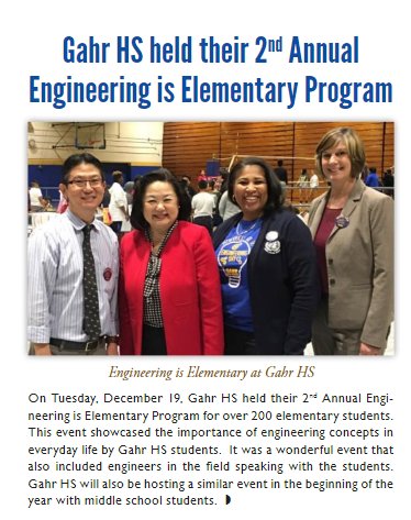 GoGahrHS's tweet photo. Taken from the ABC Unified School District  DISTRICT DIGEST
January- February 2018. #GoGahr #ThinkGahrNow #PLTW #PLTWRocks https://t.co/6Nl9RdKqnc