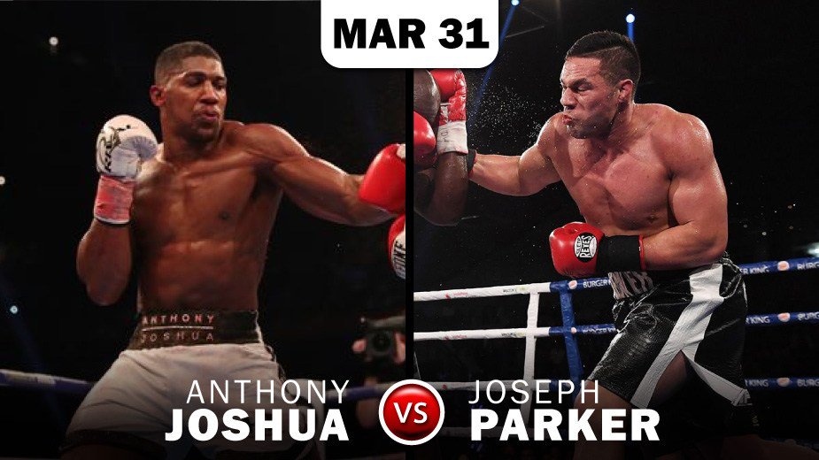 wboxingreport's tweet photo. Joshua vs Parker live on Showtime – 3/31

SHOWTIME Sports will present the heavyweight world championship unification between undefeated IBF and WBA World Champion Anthony Joshua and unbeaten... https://t.co/o6Th6Atupm https://t.co/vNWUouB7dG