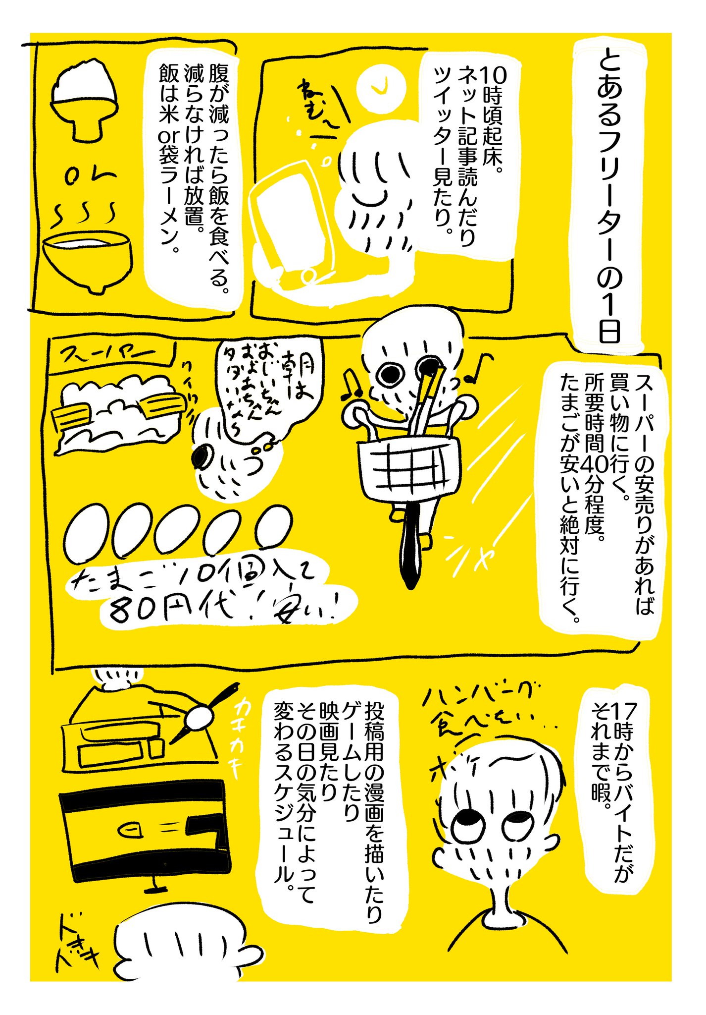 秋鹿えいと A Twitter 漫画 とあるフリーターの1日