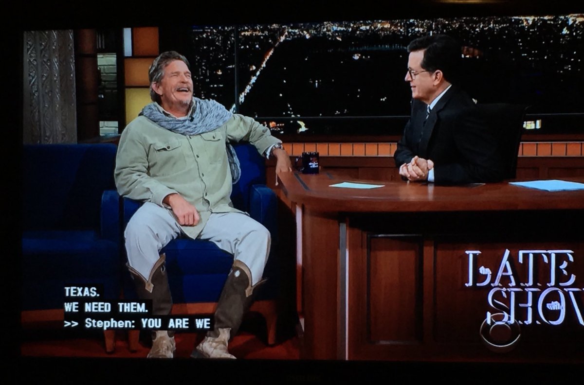 instalyssa's tweet photo. Thomas Haden Church reppin’ the Texas ranch attire on @colbertlateshow 🤠 #snakeproof https://t.co/fVtdvLZIFR