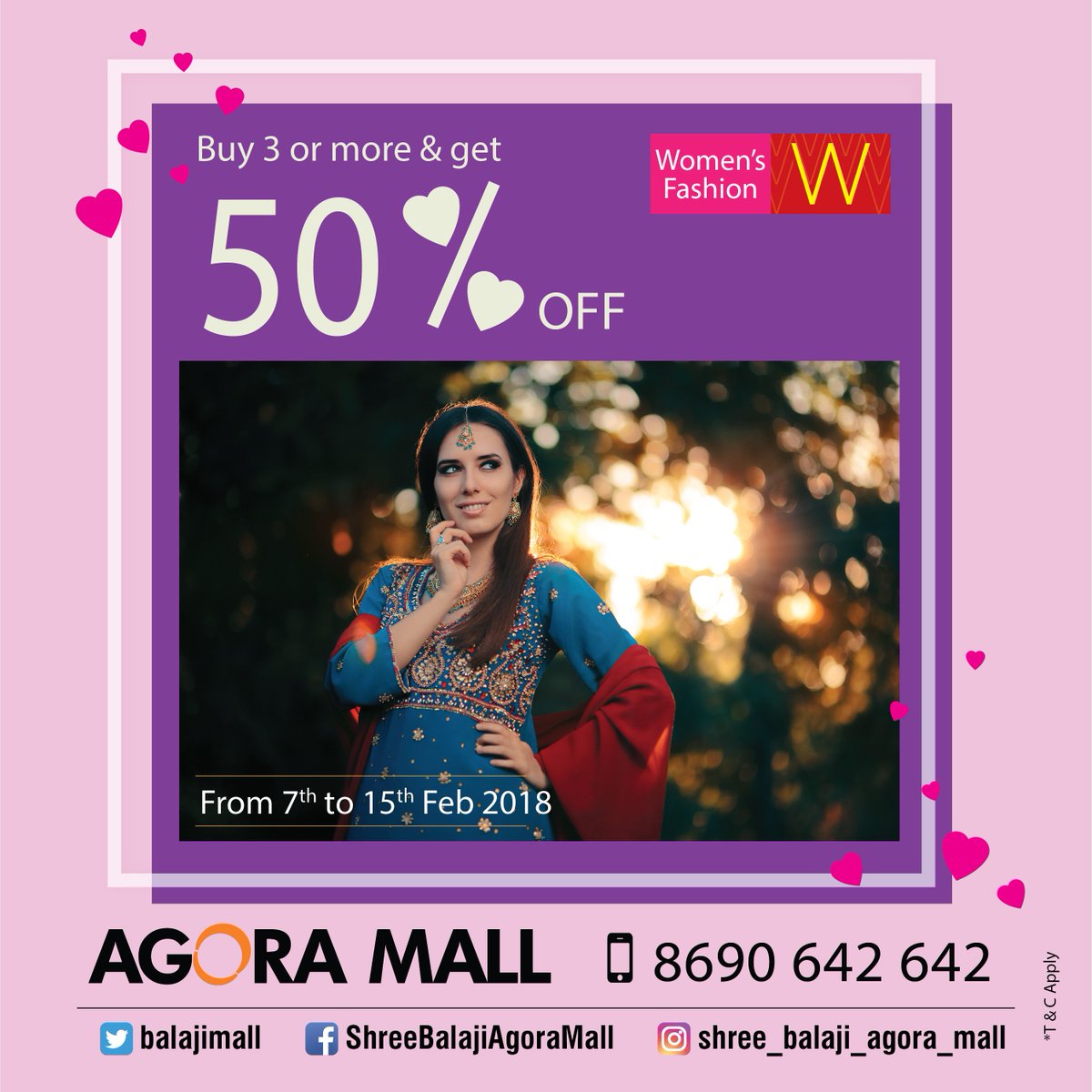 Can't Decide what your loved ones will #love to see you wearing, Then come to #ShreeBalajiAgora Mall and get upto 50% discounts on favourite brands of your loved ones. 

Call - 8690642642

#Valentinesday #ValentinesWeek #womensfashion #love #Ahmedabad #Gandhinagar #ClothesforGirl