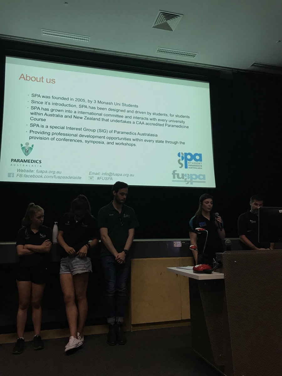 FUSPA1's tweet photo. This morning @FlindersParamed and @FUSPA1 undertook 1/2 Welcome Sessions for incoming 1st Year #paramedicstudents. Learning all about university lifestyle and being a #paramedic on road were key highlights. We will be back next Thursday for the 2/2 Welcome Session. #FUSPA #SPA https://t.co/rzgJiGJ2Dg