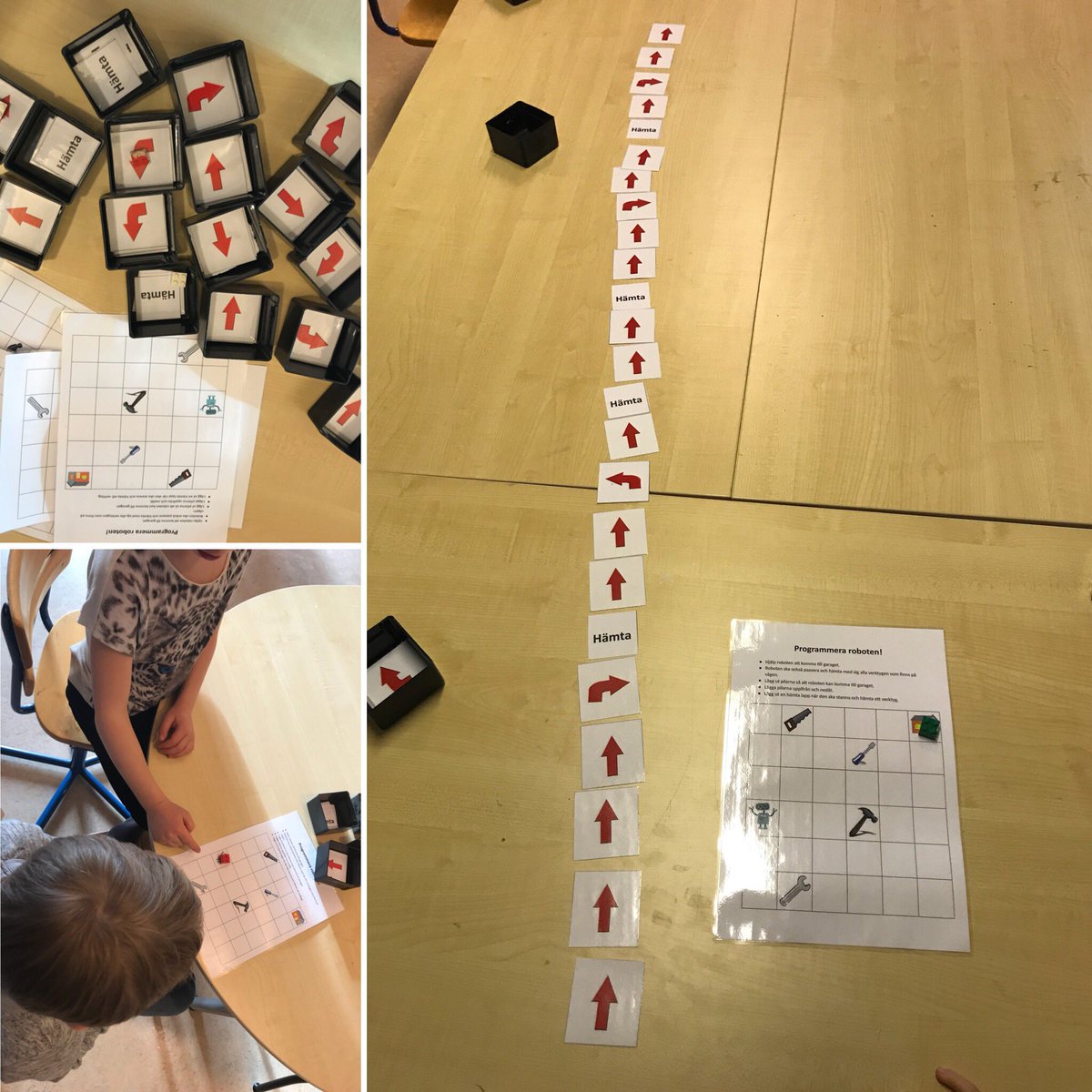 helensavou's tweet photo. Förskoleklassen fick träna analog programmering. Läsa uppifrån och ner, höger och vänster samt väldigt detaljerat. Utvärdering efter var: mysigt! https://t.co/sMAHHogRfa