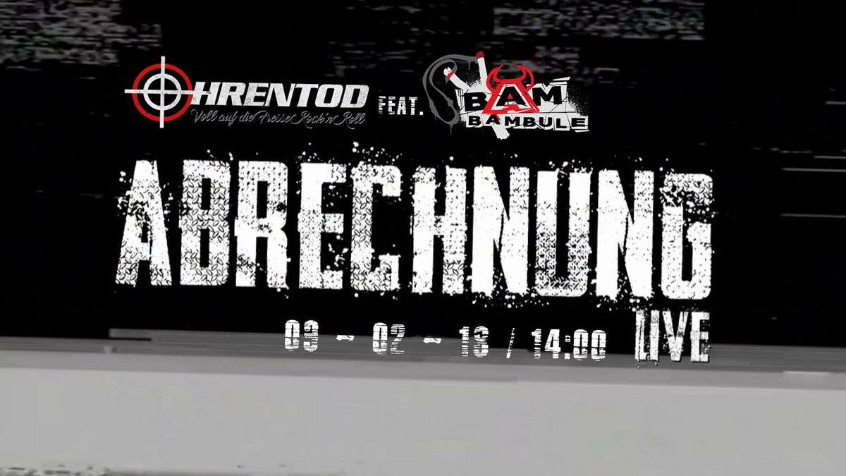 OhrenTod2010's tweet photo. Am Freitag kommt unser neues Video 😎
gemeinsam mit unserem PunkRapper @bambulerap 🤘
#video #youtube #abrechnung #punkrap https://t.co/K9pc8qDS5u