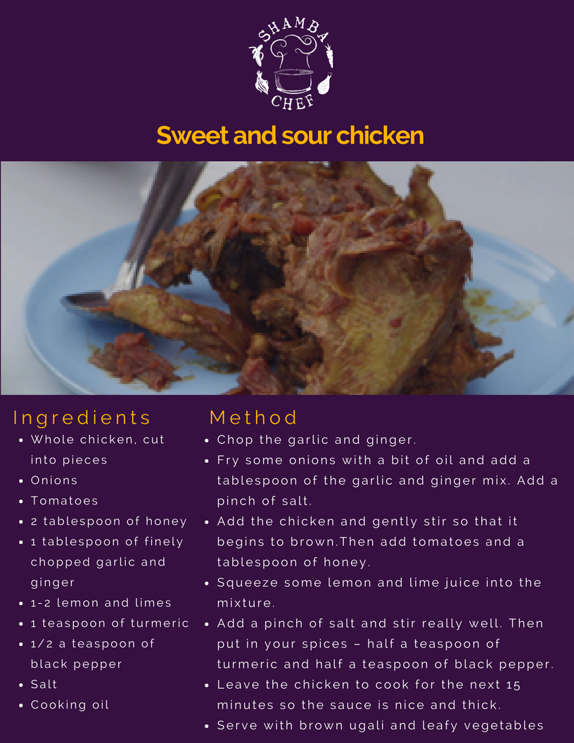ShambaChef's tweet photo. This sweet and sour chicken recipe is perfect with some ugali and sukuma wiki. https://t.co/WrWHilJta4