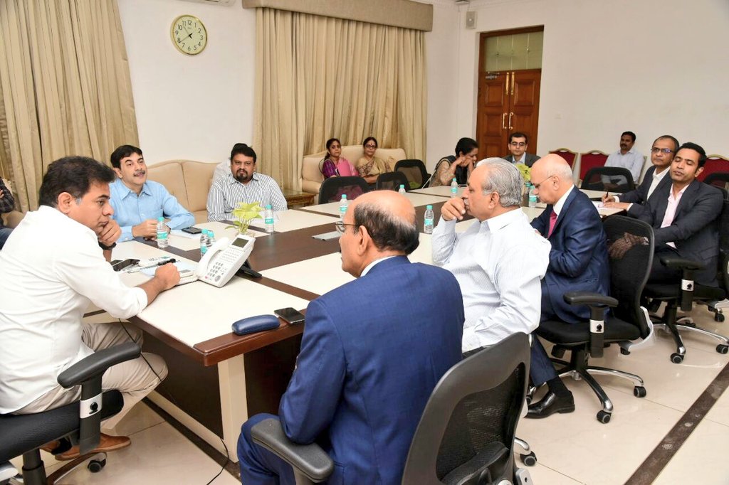 <a href="/nasscom/">nasscom</a> leadership team comprising of President <a href="/RentalaShekhar/">R Chandrashekhar</a> <a href="/BVRMohanReddy/">BVR Mohan Reddy</a> <a href="/C_P_Gurnani/">CP Gurnani</a> met IT Minister <a href="/KTRTRS/">#RAMpage</a> and discussed about preparations for #WCITIndia2018 to be held in Hyderabad 19-21 Feb