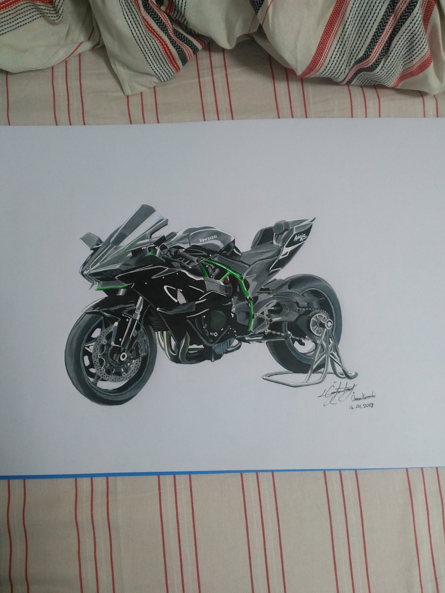 Kawasaki H2R  by RuN  Bike drawing Marvel art drawings Bike sketch