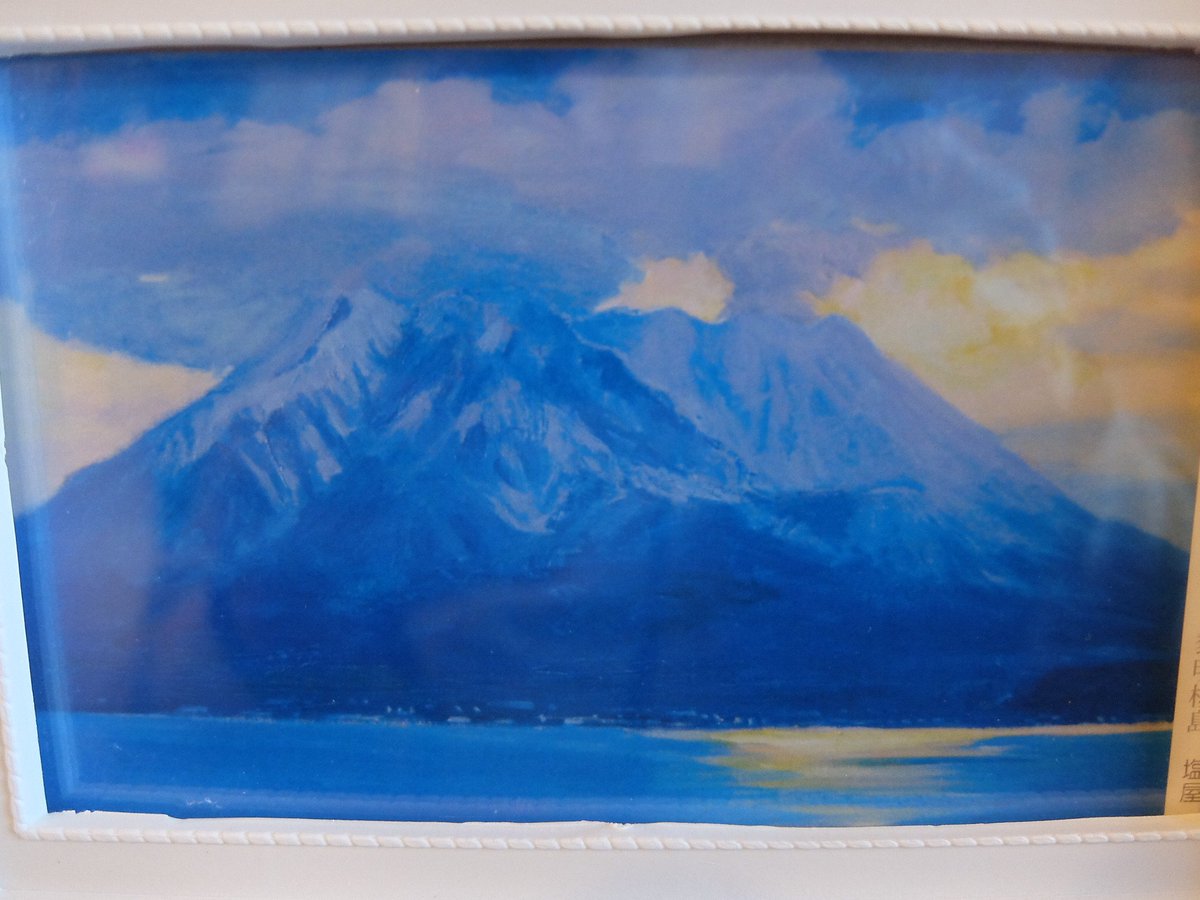 先日、帰りの鹿児島空港で絵画の個展「椿と桜島展」（塩屋信敏・画伯