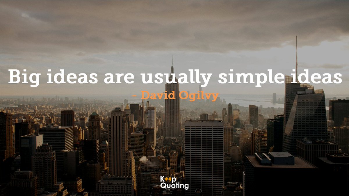 keepquotingcom's tweet photo. Big ideas are usually simple ideas. - David Ogilvy

#founder #OandM #ogilvyandmather #DavidOgilvy #Advertising #Selfpublishing #multilingual #quotes #quote #wallpaper #language #category #topic #idea #simplicity #basics #wallpaper #usergenerated https://t.co/HmVofShdGt