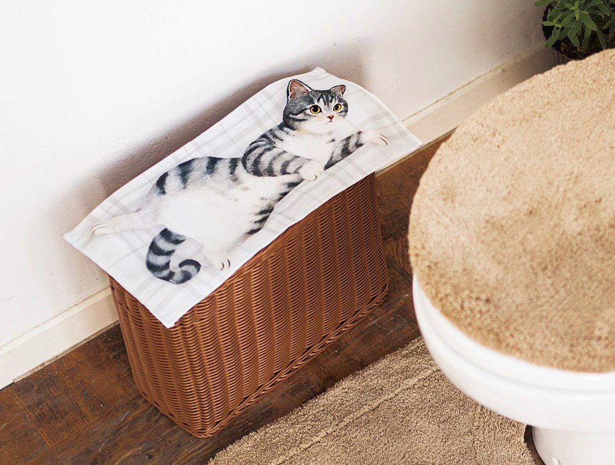 フェリシモ猫部 Twitter પર バスケットの上でごろ ん へそ天ポーズでくつろぐ猫さんが 目隠し布にプリントされた収納バスケットができました トイレでのお掃除用品収納だけでなく リビングや洗面所でも活躍します 並べて使いたくなるかわいさですニャ