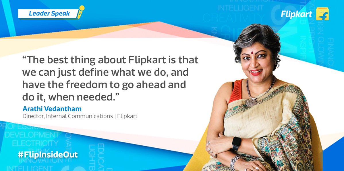 WorkAtFlipkart's tweet photo. In this edition of #FlipInsideOut, we meet Arathi Vedantham - Director, Internal Communications, credited with building one of the biggest communications team in the industry. 
Find out her journey of building a high-performance team from scratch https://t.co/bogWiaSMV6 https://t.co/2MfqbUEhXN