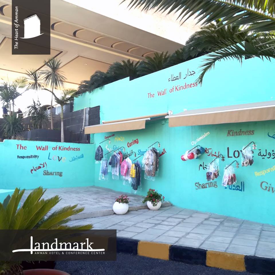 UMOTorg's tweet photo. “Leave it if you don’t need it” and “take it if you need it.”
The Wall of Kindness at @LandmarkAmman Hotel encourages people including children to donate anonymously! 

Take part in the kindness movement! 

#lovejo #WallofKindness https://t.co/FyGouKj1TK
