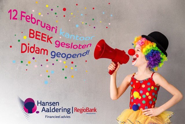 #OPENINGSTIJDEN #carnaval ma 12 februari is kantoor #Beek gesloten. U kunt wel in #Didam terecht.