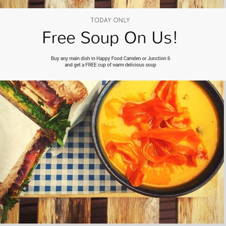 HappyFoodDublin's tweet photo. Happy Wednesday everyone!
We would love to warm you up in this cold weather!
Get delicious &amp; Healthy cup of soup with any main dish!
Available today only @J6Castleknock &amp; HappyFoodCamden https://t.co/OMqtolVUvL