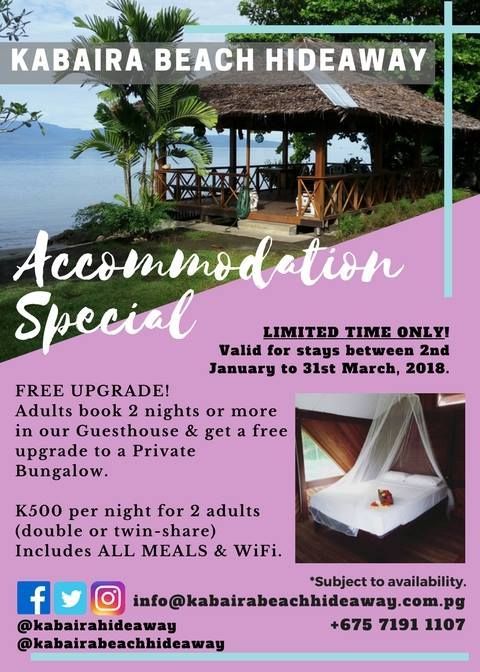 KabairaBeachHideaway (@kabairahideaway) on Twitter photo Looking for somewhere to getaway to for Valentine's Day? Stay with us in January, February or March 2018 and get a free accommodation upgrade to one of our Private Bungalows!
We also offer special rates for family and group bookings. mail us at info@kabairabeachhideaway.com.pg. Looking for somewhere to getaway to for Valentine's Day? Stay with us in January, February or March 2018 and get a free accommodation upgrade to one of our Private Bungalows!
We also offer special rates for family and group bookings. mail us at info@kabairabeachhideaway.com.pg.
